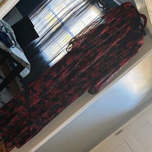 Lane Bryant Black Maxi Dress with Red Floral Print